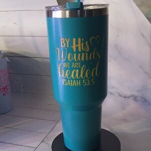 Teal Tumbler with Inspirational Quote